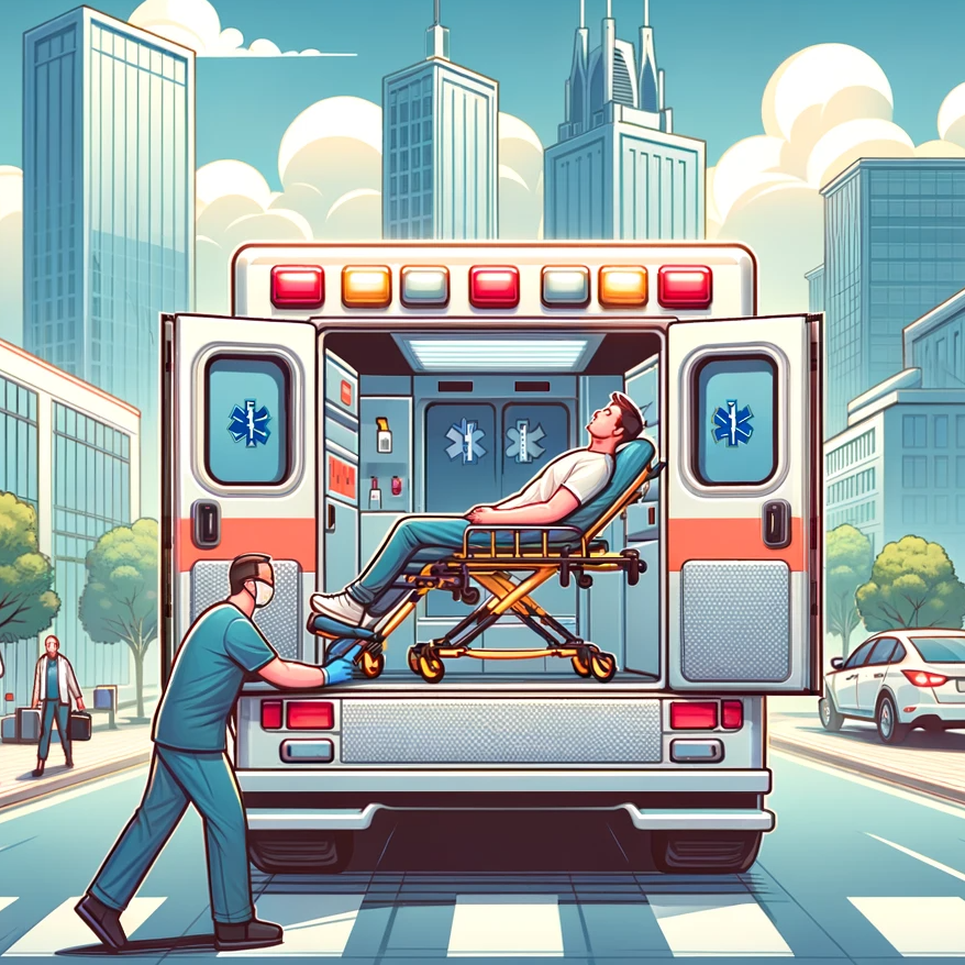 健常者が救急車にのる矛盾のイラスト