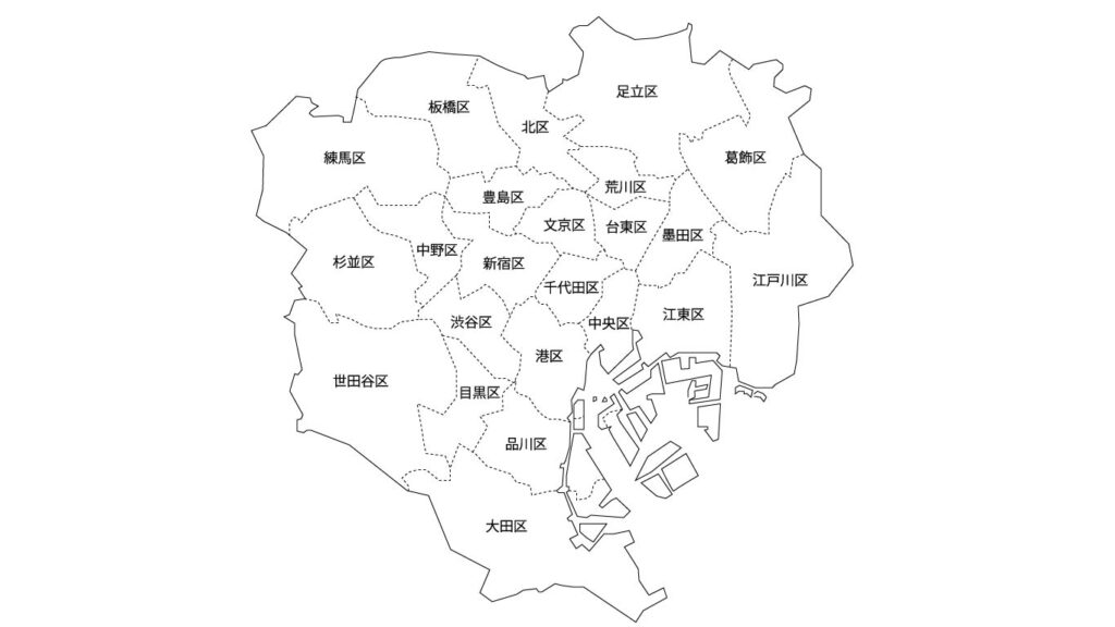 東京23区の白地図